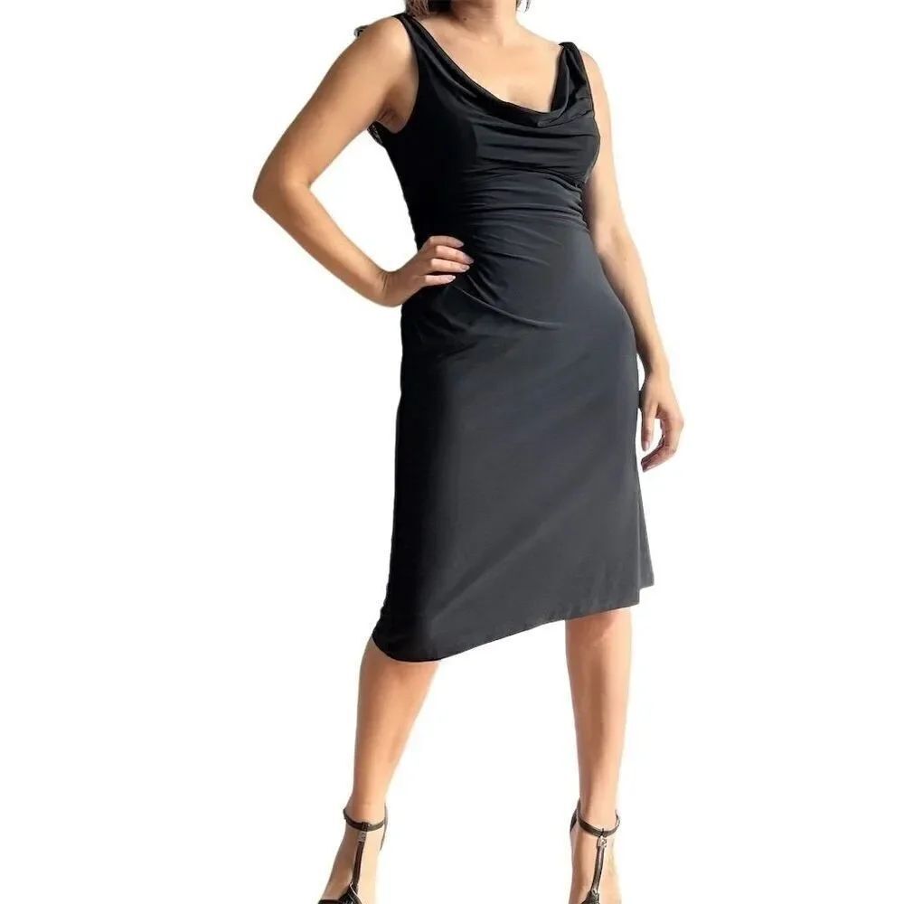 White House Black Market Women's Cowl Neck Sheath Dress Size 6 Black